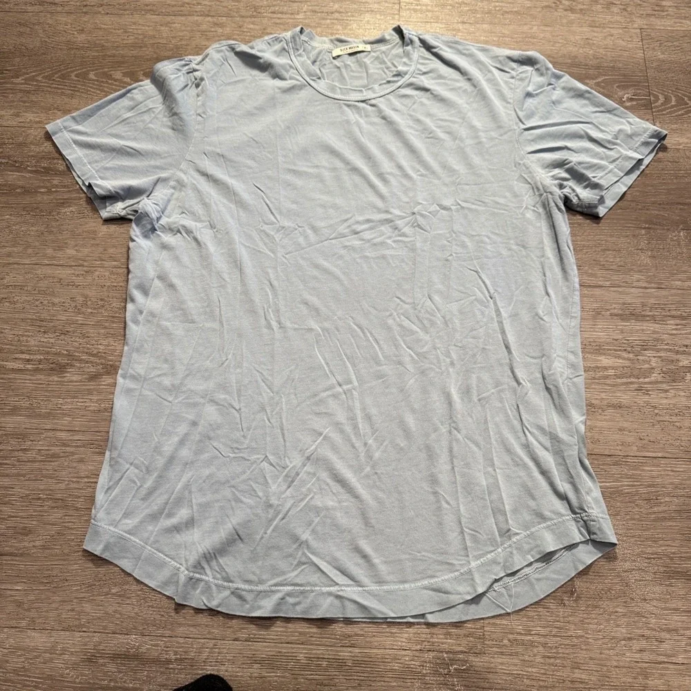 Buck Mason Shirt Mens M Blue 100% Cotton Heritage Slub Curved Hem BM11007 Tee